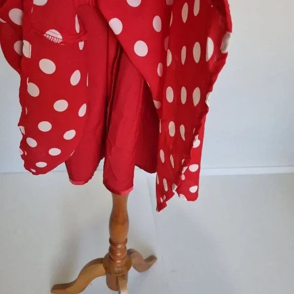 Review Dolce Vita Red & White Polka Dot Fit & Flare Dress with Belt Size 14 - Picture 7 of 10